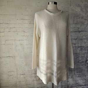 Show Me Your MuMu Mellow Cream Bottom Needle Loose Knit Step Hem Sweater Small